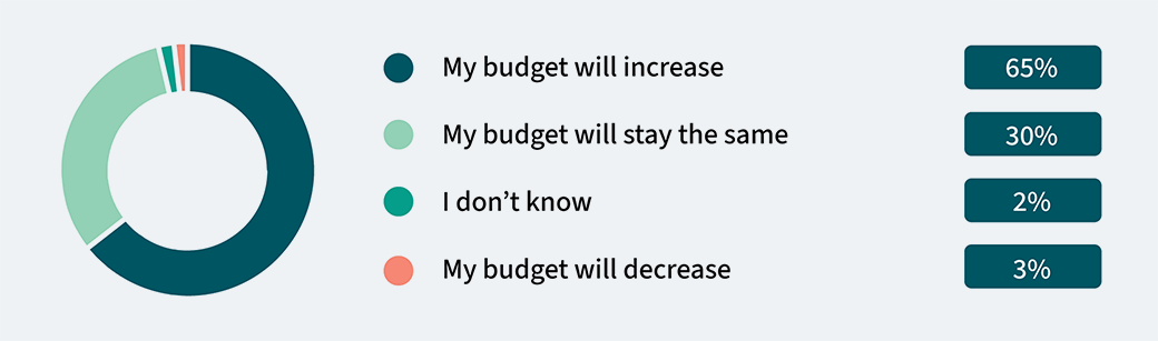 How do you anticipate your budget for investing in new technologies will change in the next 12 months graphic.