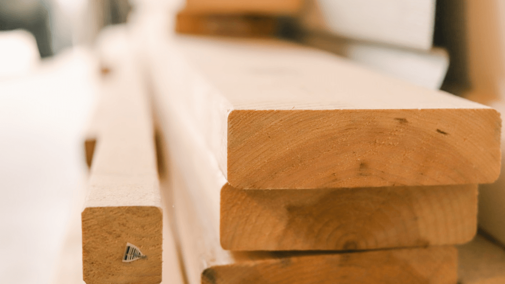 Stack of wood boards for construction project